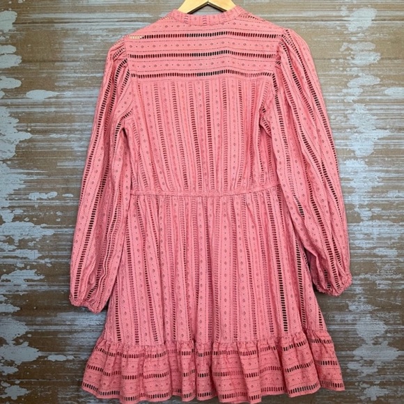 Anthropologie Forever That Girl Eyelet Mini Dress Pink Boho Western Womens S - Picture 5 of 6